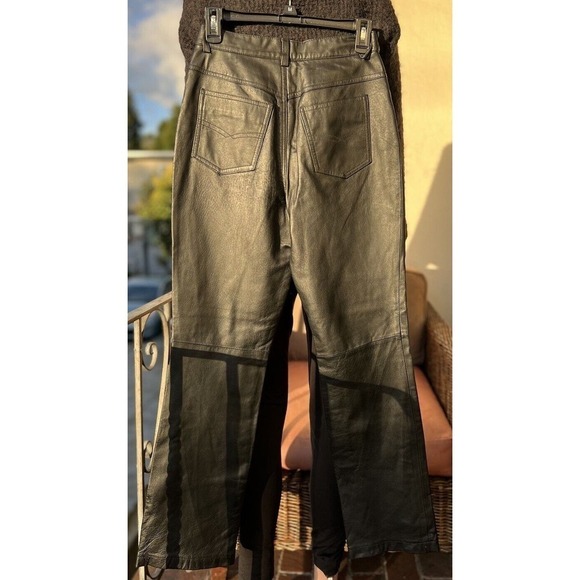 Newport News Womens Black Easy Style High Rise Leather Pants Size 6 - Picture 2 of 4